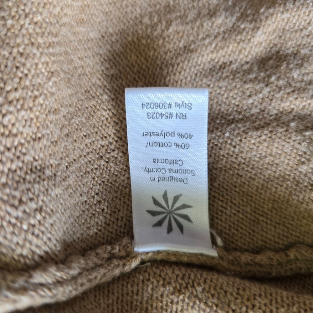 Athleta Sweater Dress Women L British Tan Cowl Neck Asymmetrical Seam Knit Cozy - Picture 8 of 8